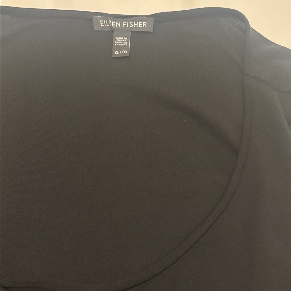 Eileen Fisher Black Stretch 100% Silk Jersey Scoop Neck Tank Slim Fit SZ XL - Picture 13 of 13